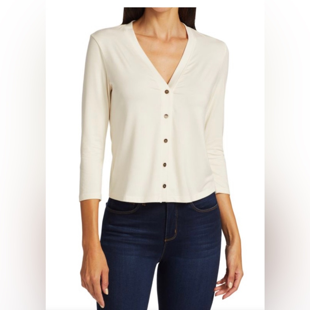 L’Agence 3/4 Sleeve White Cardigan, Size M